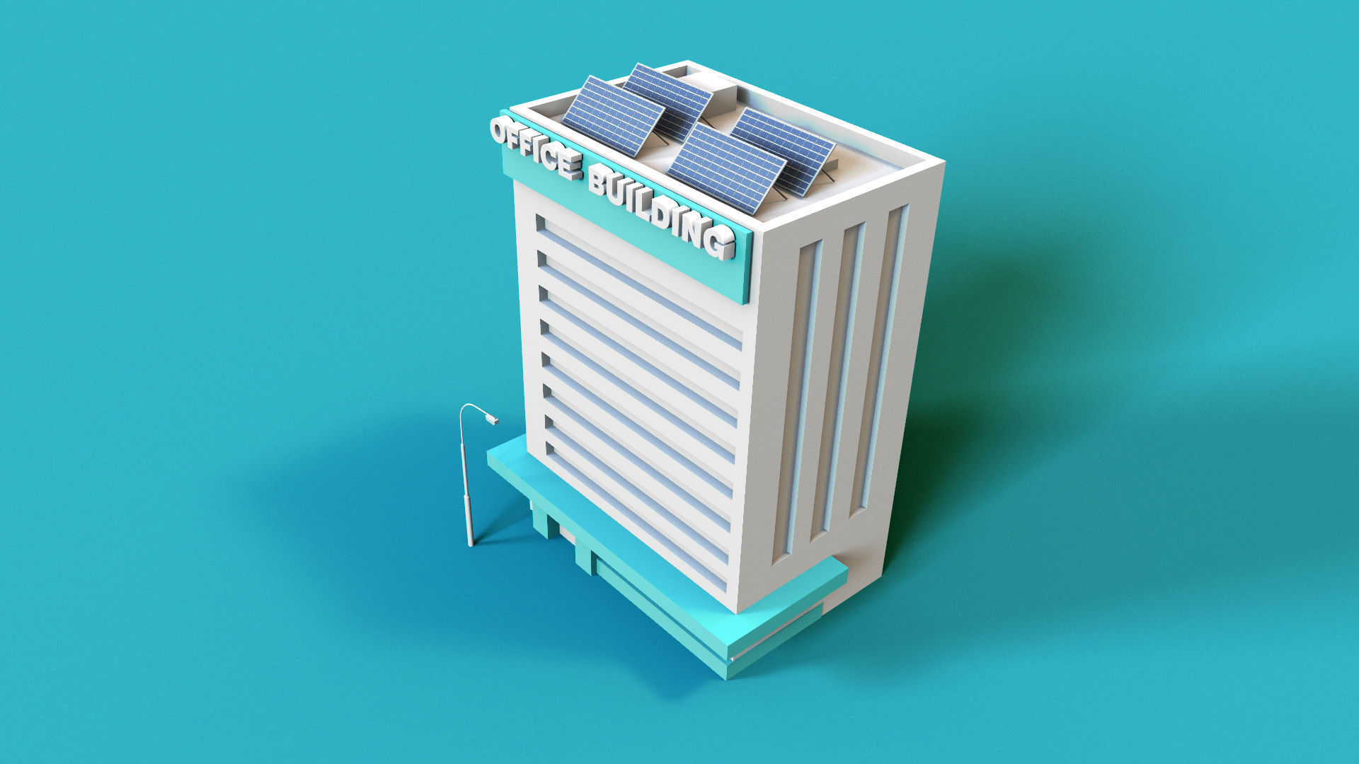 Office Building Low-poly 3D model_5
