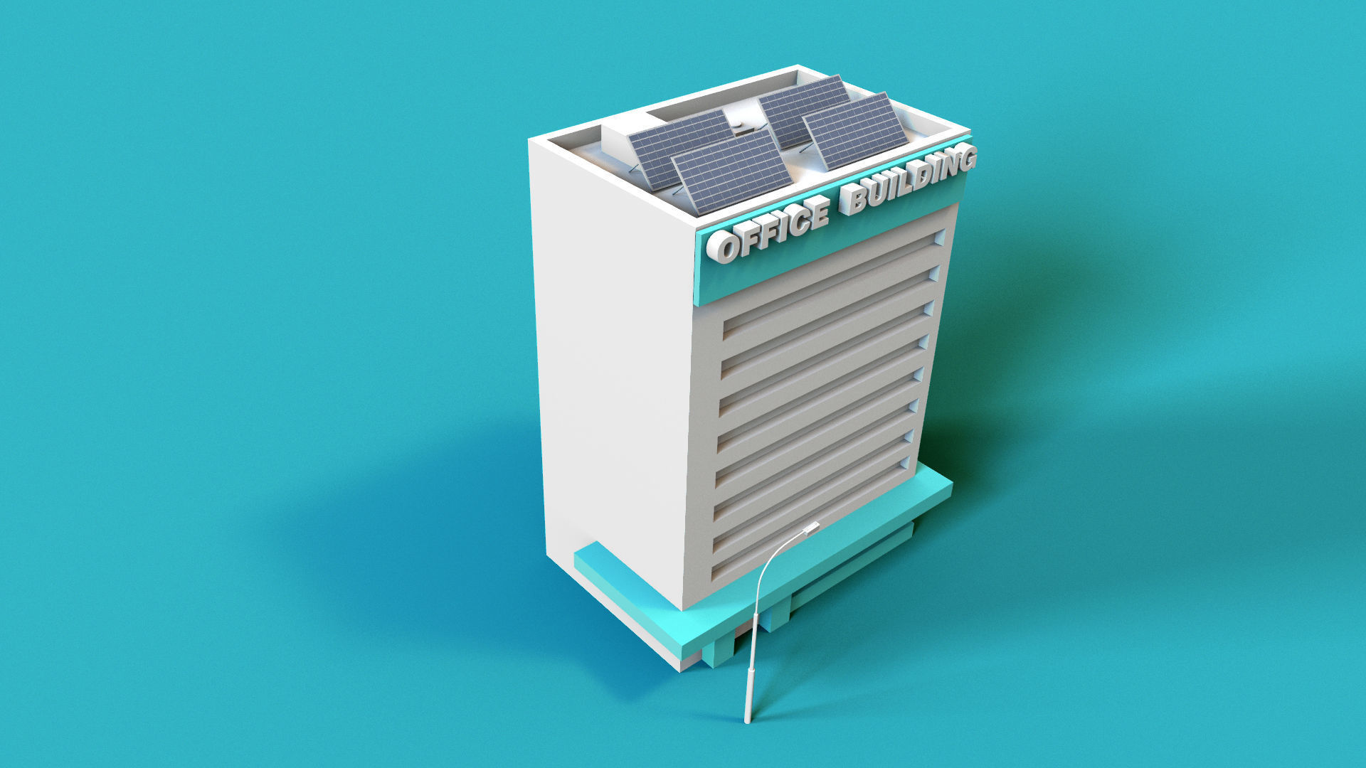 Office Building Low-poly 3D model_4