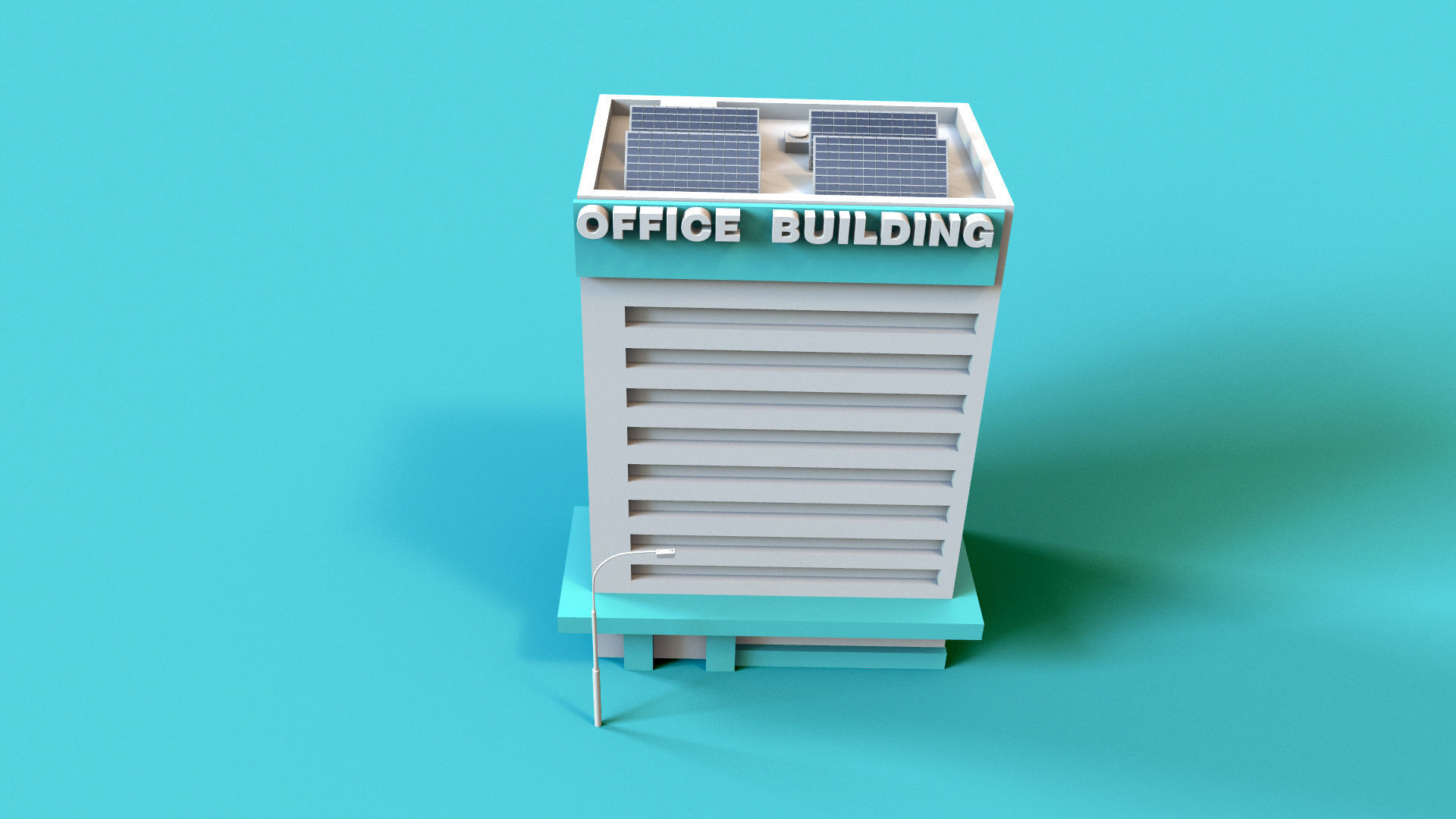 Office Building Low-poly 3D model_3