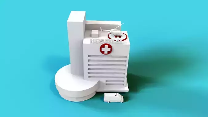 Hospital Building Low-poly 3D model