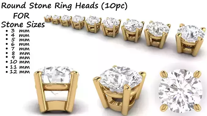 Ring Heads Type 1 - 10pc 3D print model