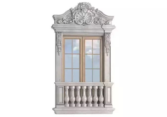 Window with frame and balcony 3D model