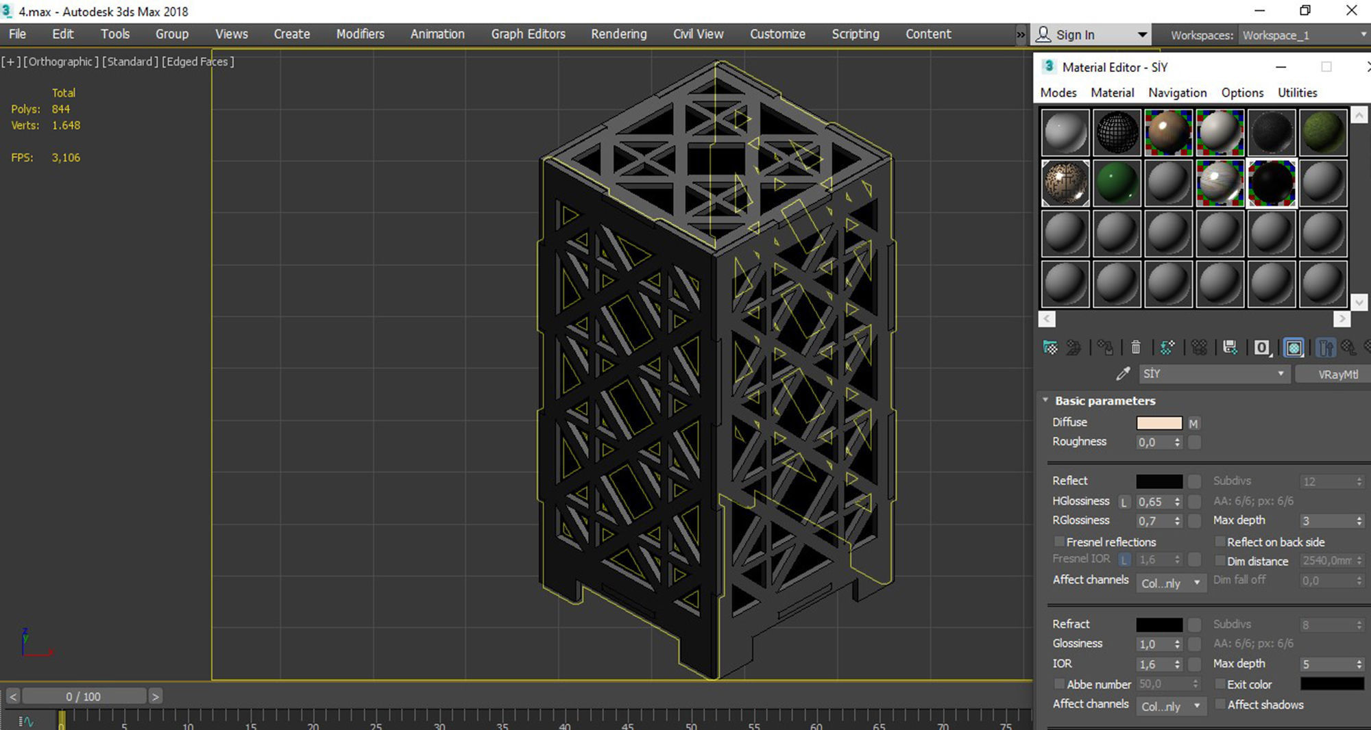 Wooden Lamp Laser Cut desk lamp lampshade Low-poly 3D model_6