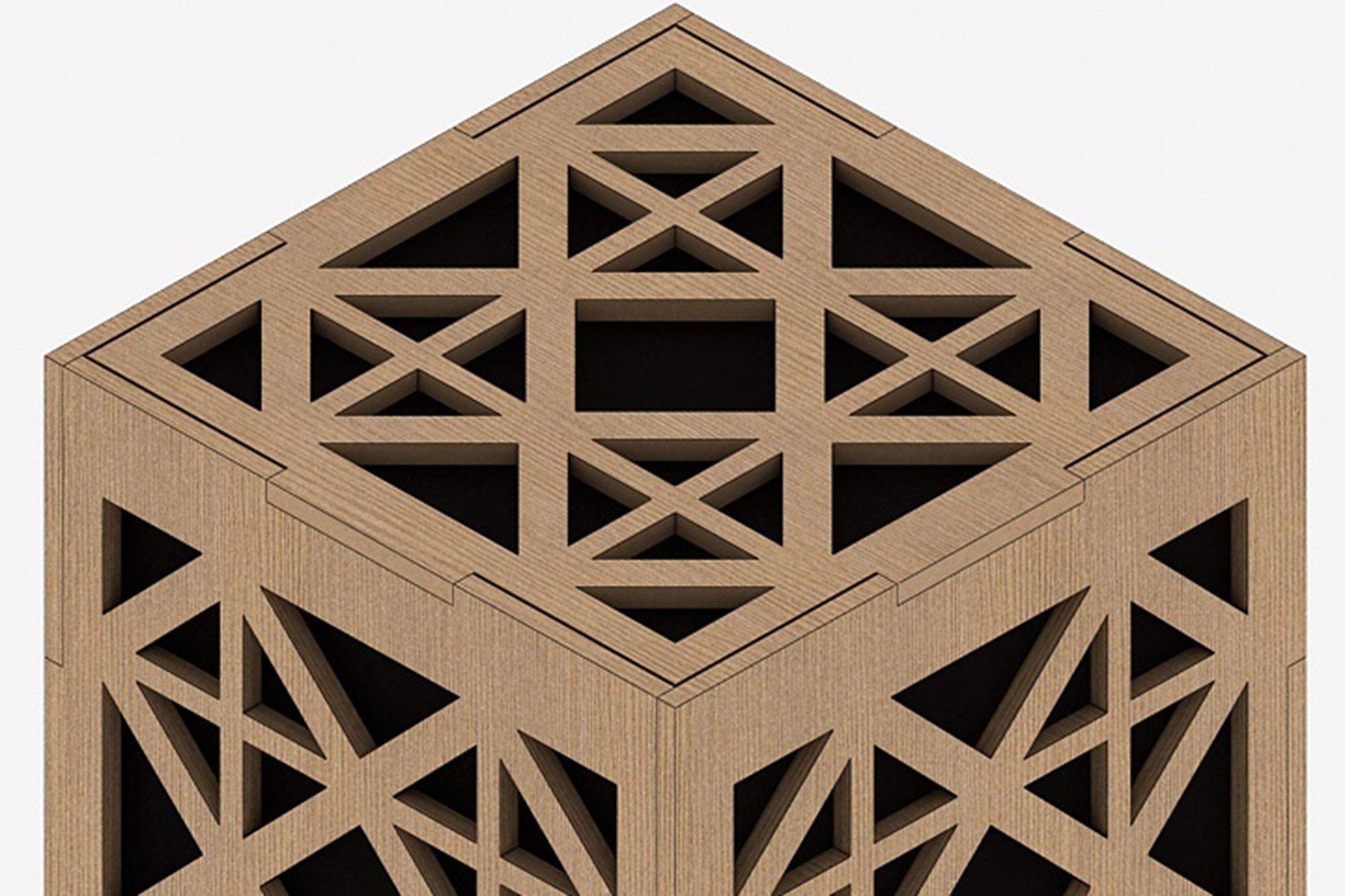 Wooden Lamp Laser Cut desk lamp lampshade Low-poly 3D model_5