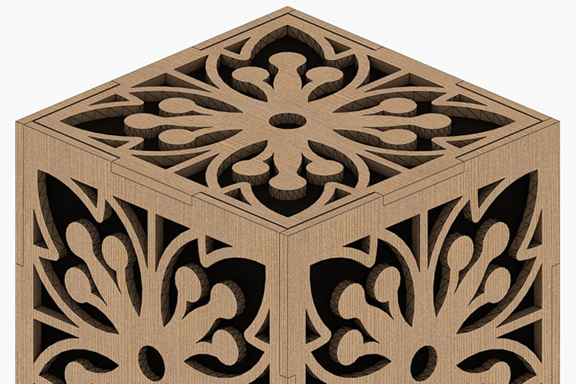 Wooden Lamp Laser Cut desk lamp lampshade 9 Low-poly 3D model_4