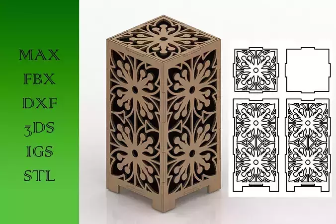 Wooden Lamp Laser Cut desk lamp lampshade 9 Low-poly 3D model Wooden Lamp Laser Cut desk lamp lampshade 9 Low-poly 3D model