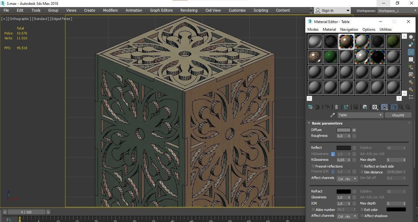 Wooden Lamp Laser Cut desk lamp lampshade 9 Low-poly 3D model_5