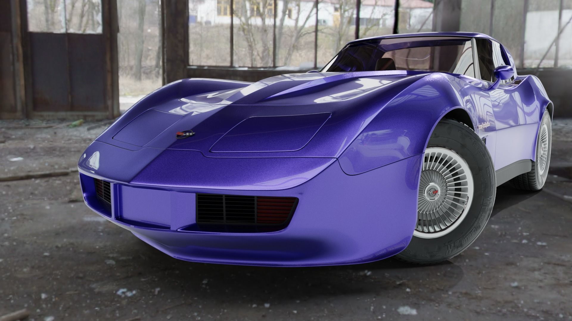 Chevrolet corvette c3 1978 Low-poly 3D model_2