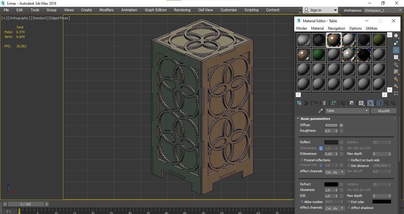 Wooden Lamp Laser Cut desk lamp lampshade 11 Low-poly 3D model_5