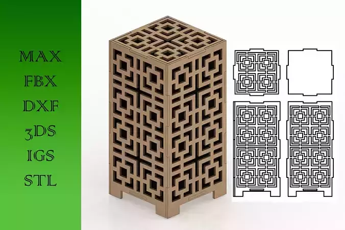 Wooden Lamp Laser Cut desk lamp lampshade 12