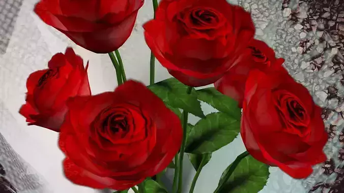 Red Rose flower bouquet 3D model