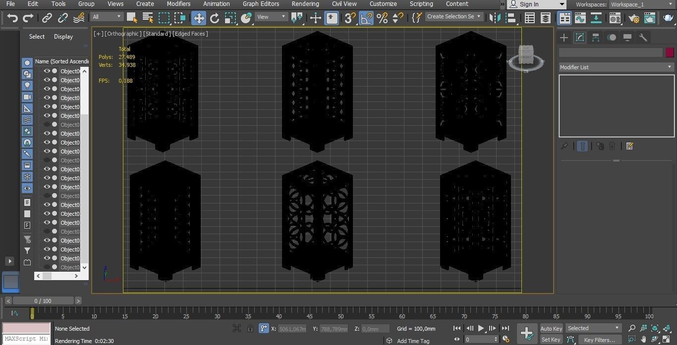 Wooden Lamp pack Laser Cut desk lamp lampshade set Low-poly 3D model_9