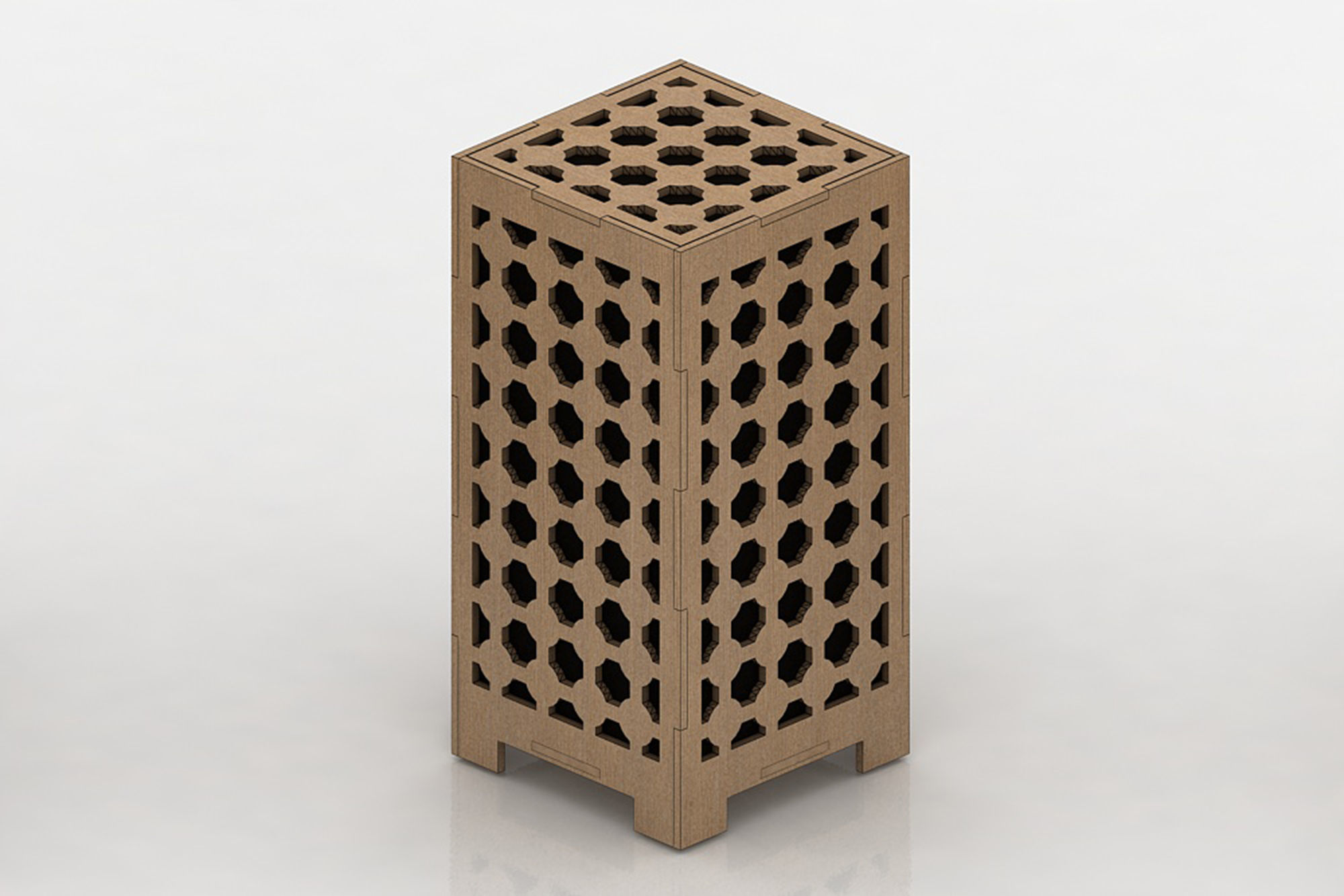 Wooden Lamp pack Laser Cut desk lamp lampshade set Low-poly 3D model_3