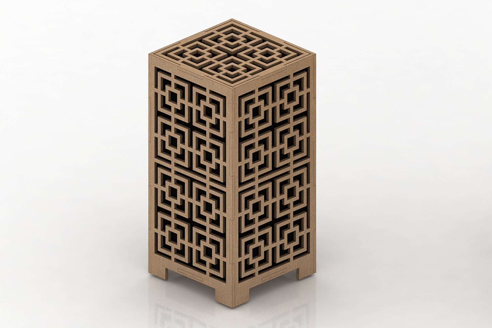 Wooden Lamp pack Laser Cut desk lamp lampshade set Low-poly 3D model_2