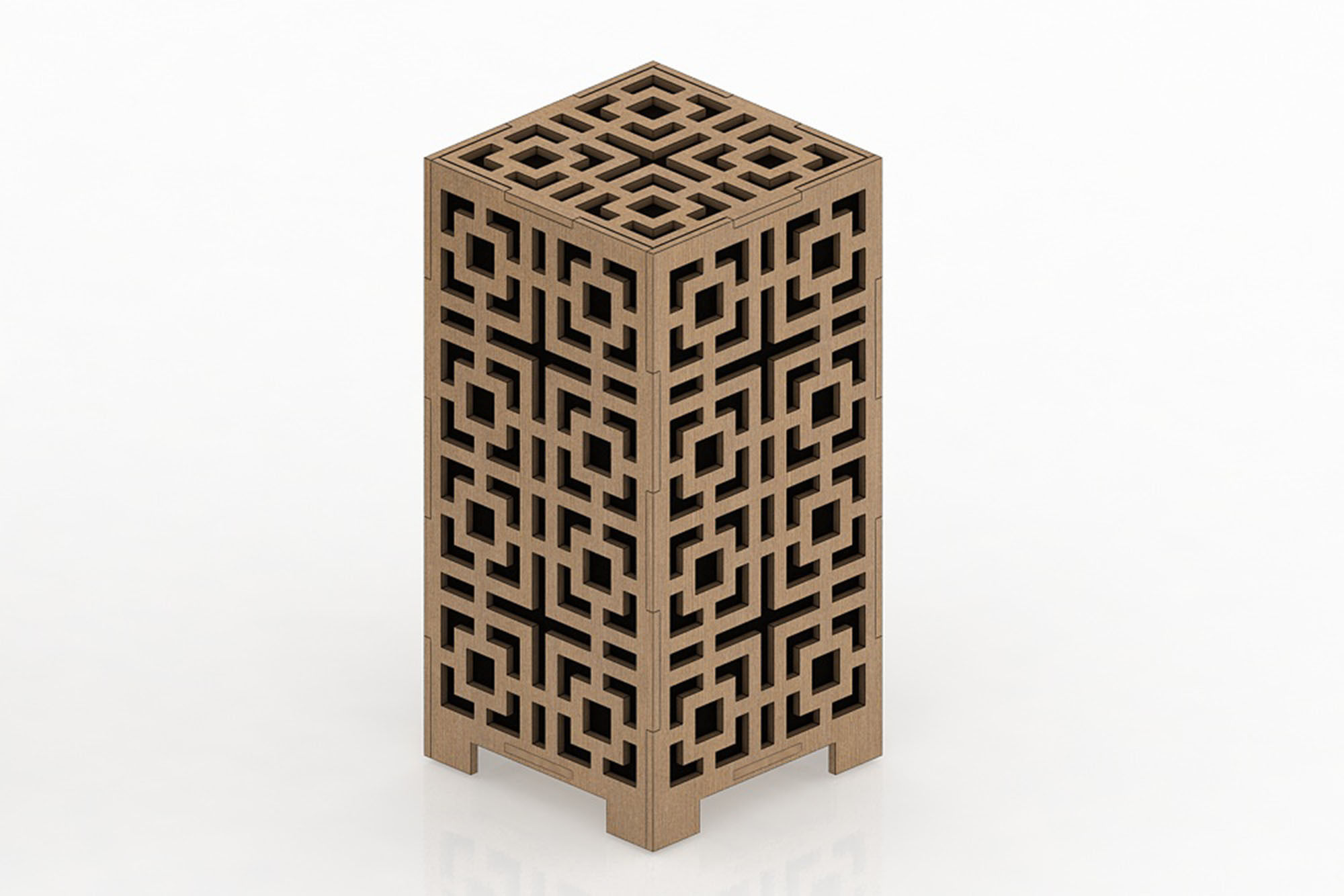 Wooden Lamp pack Laser Cut desk lamp lampshade set Low-poly 3D model_7