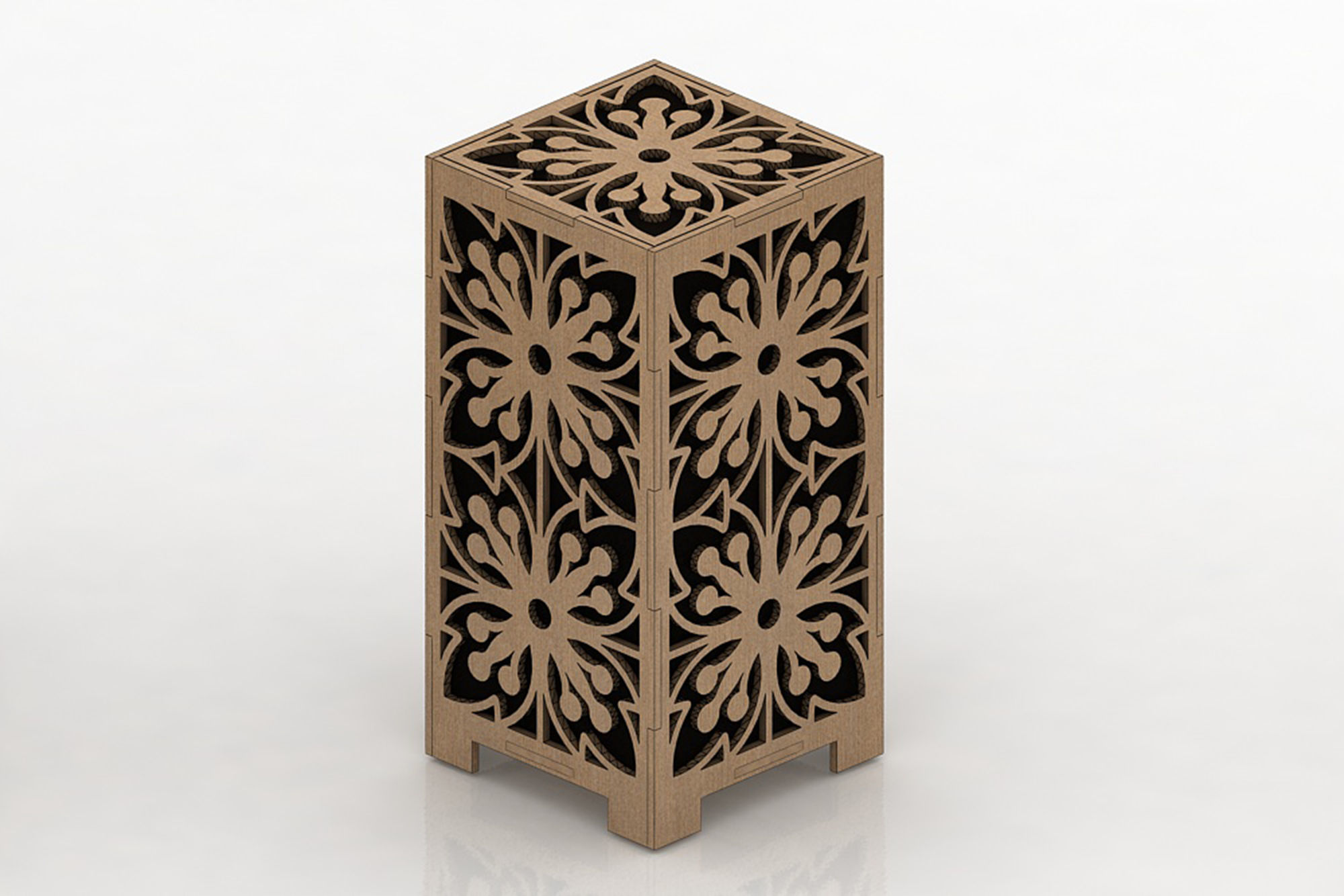 Wooden Lamp pack Laser Cut desk lamp lampshade set Low-poly 3D model_4