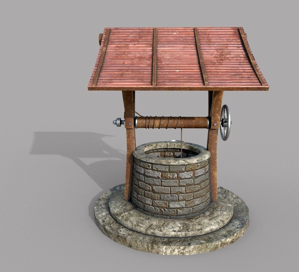 Medieval Well A Low-poly 3D model_2