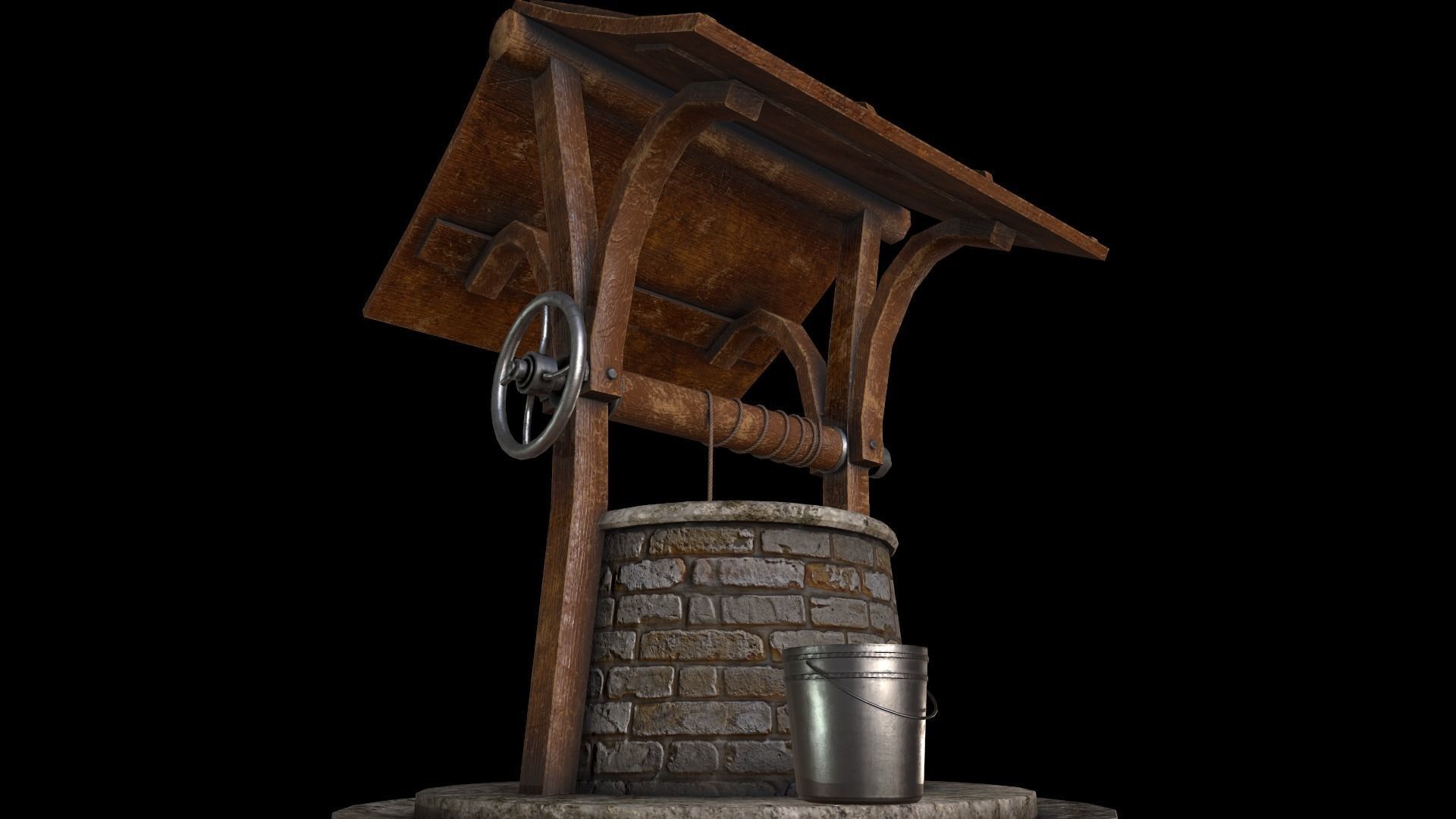 Medieval Well A Low-poly 3D model_7