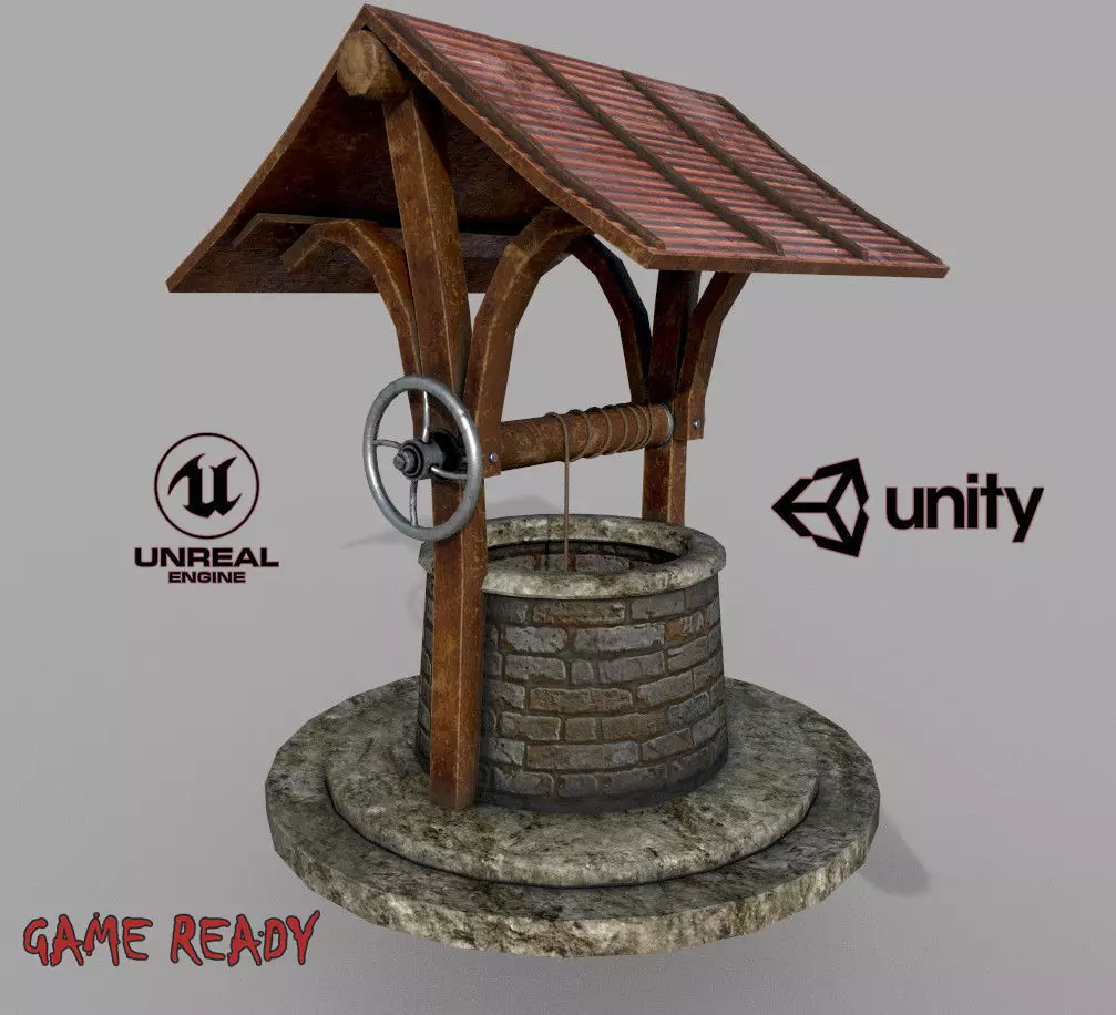 Medieval Well A Low-poly 3D model_0