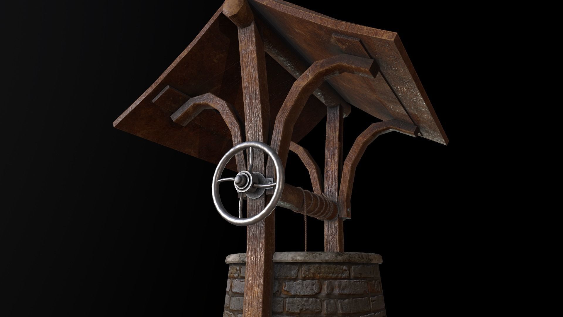 Medieval Well A Low-poly 3D model_10