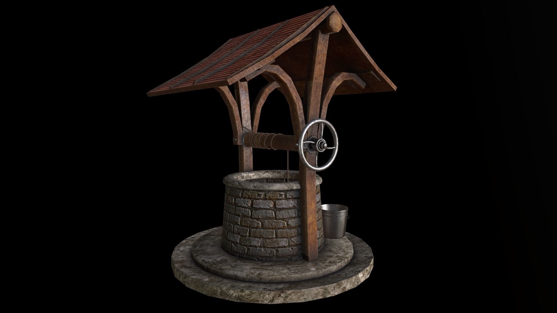 Medieval Well A Low-poly 3D model_6