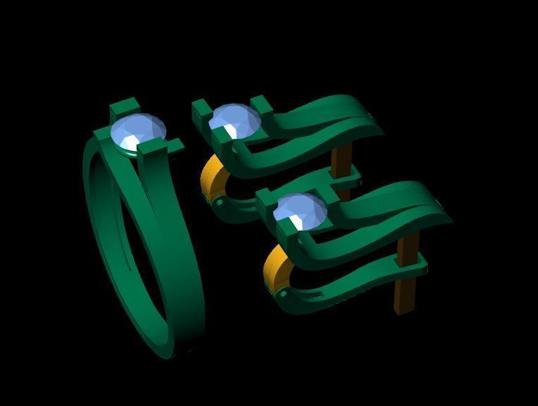 woman ring earring 3D print model_3