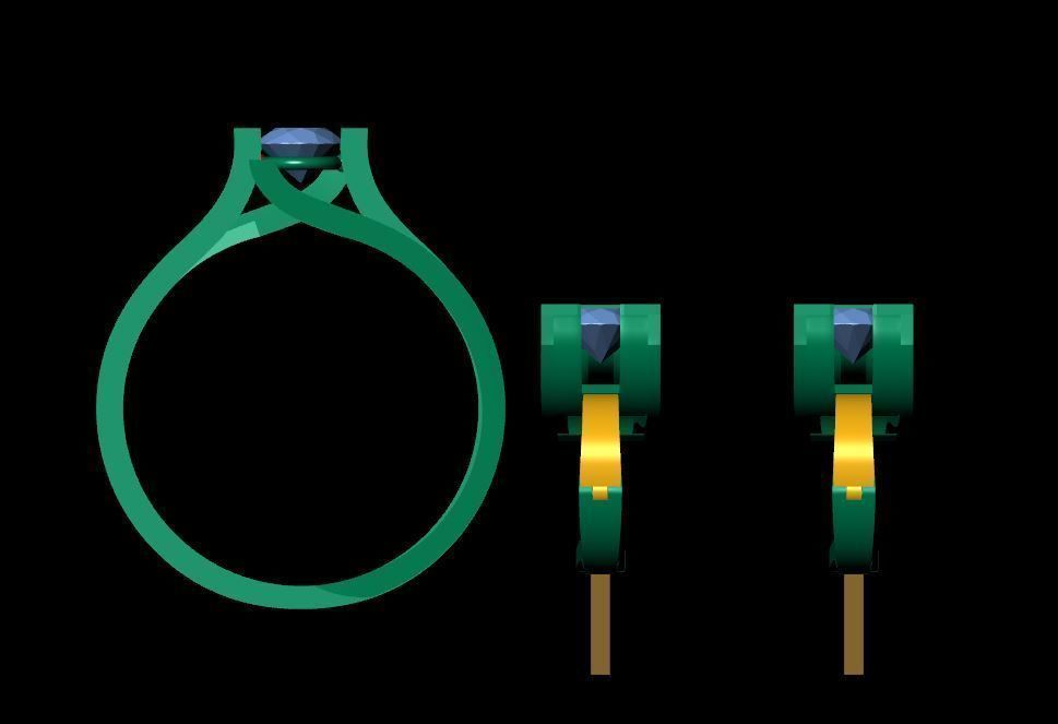 woman ring earring 3D print model_2