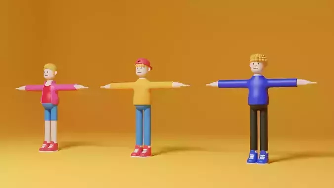 Stylized 3D Characters Low-poly 3D model