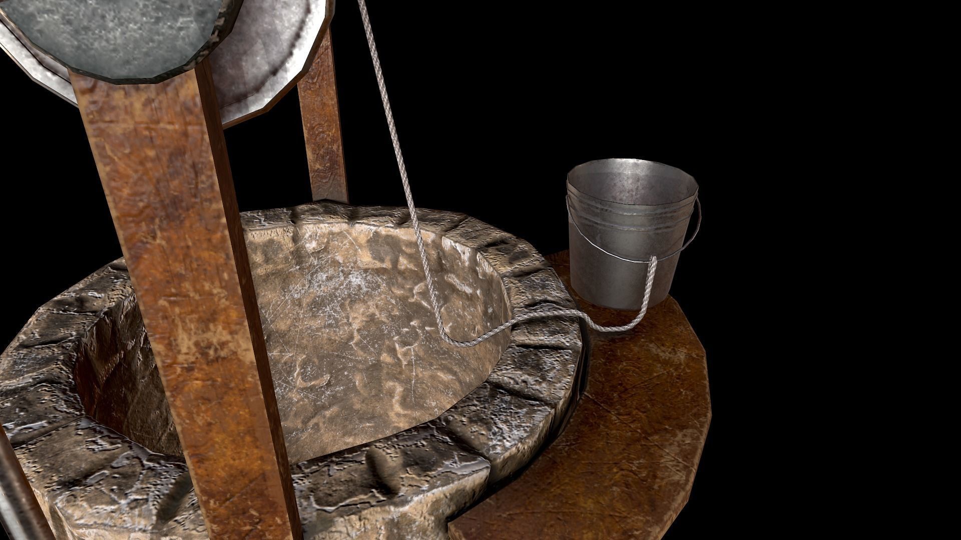 Medieval Well B Low-poly 3D model_7