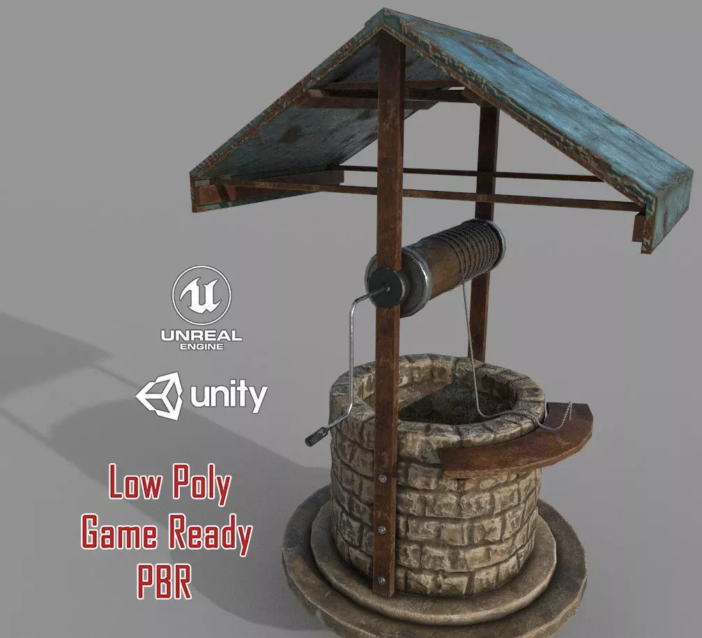 Medieval Well B Low-poly 3D model_0