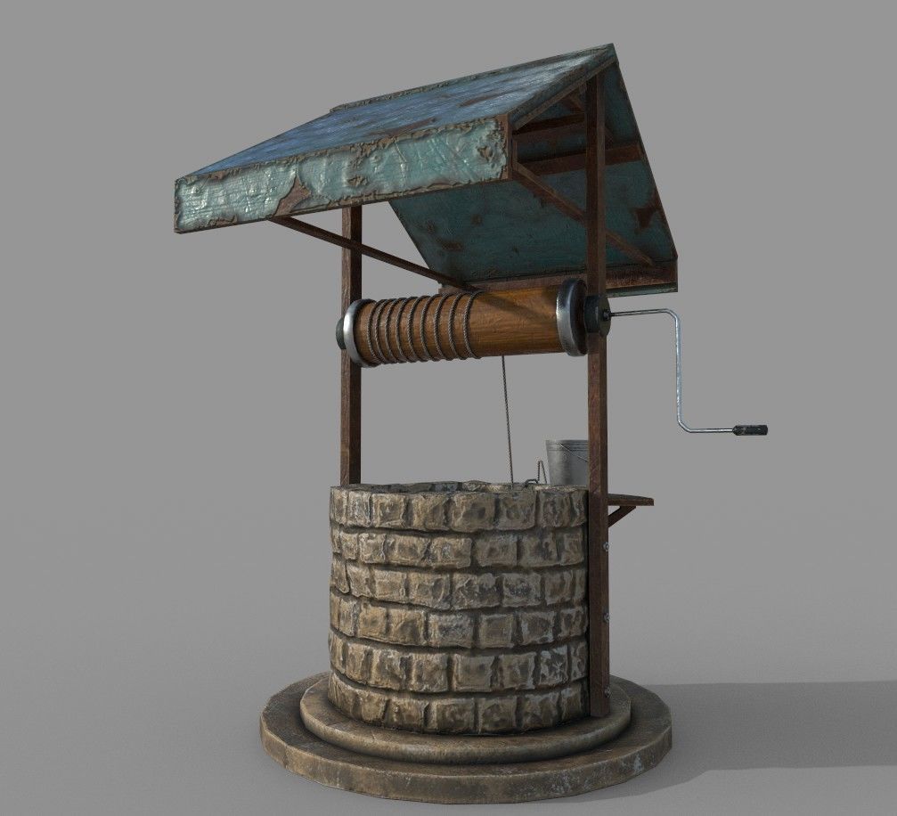 Medieval Well B Low-poly 3D model_3