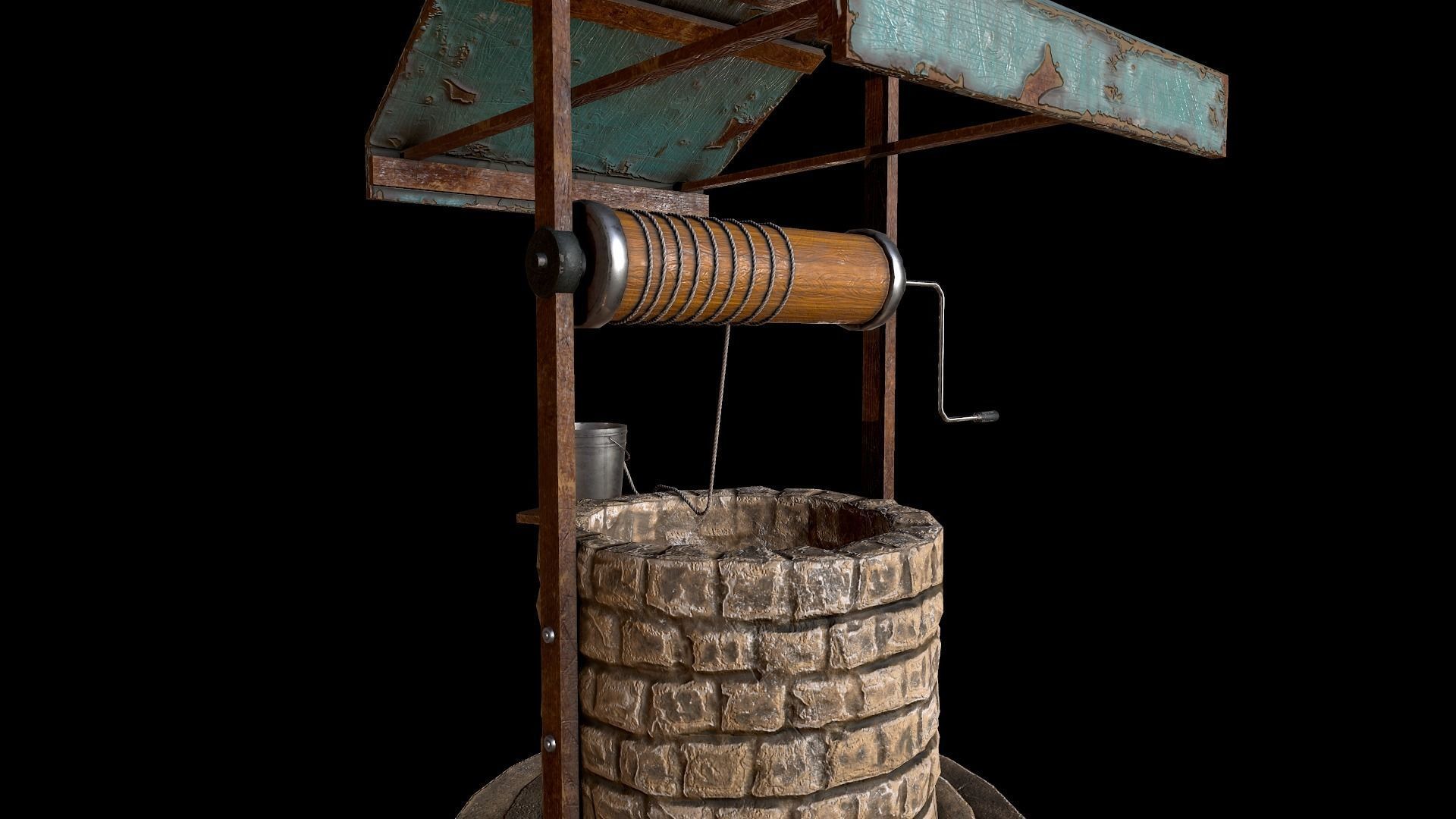 Medieval Well B Low-poly 3D model_9
