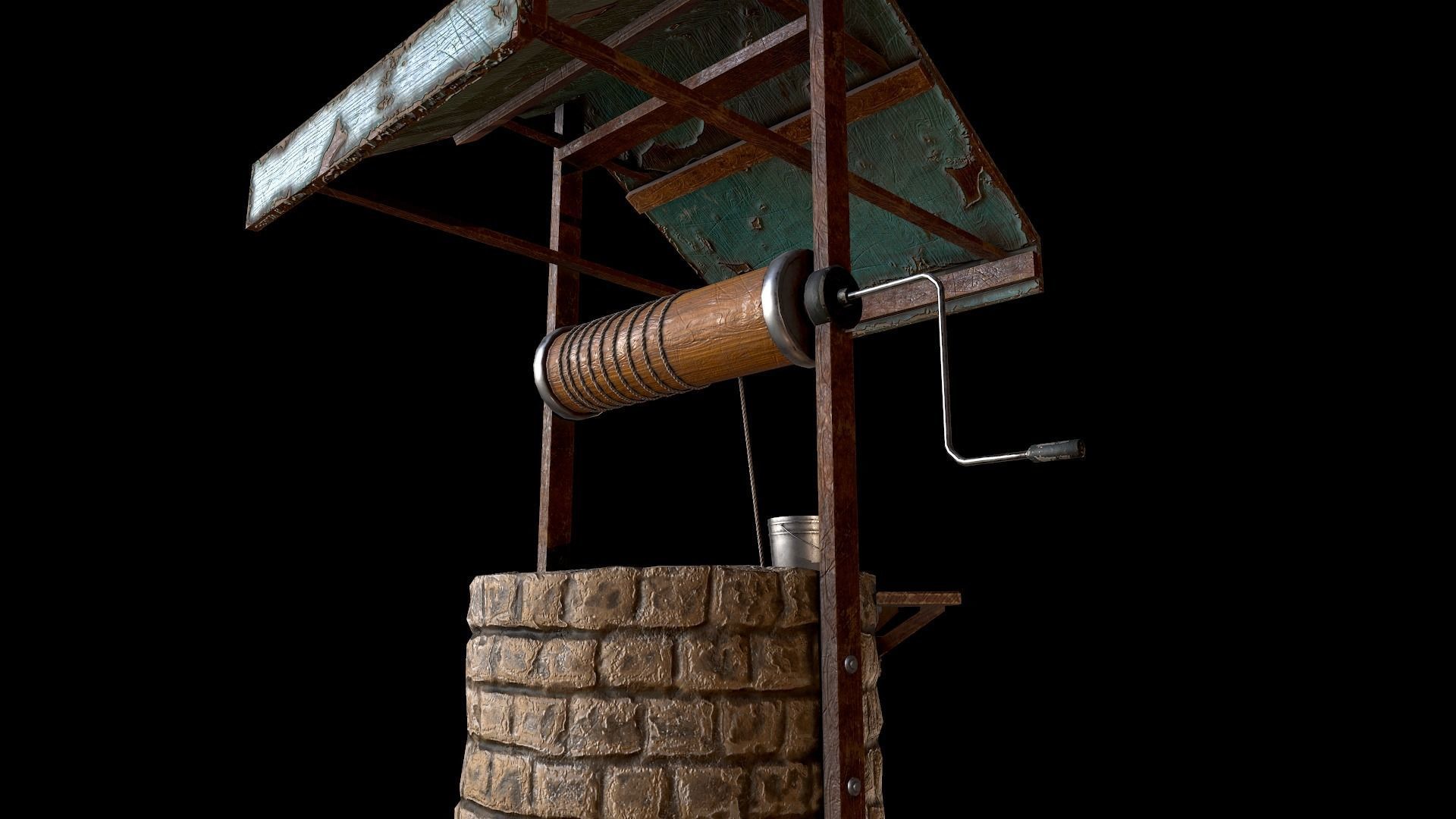 Medieval Well B Low-poly 3D model_6