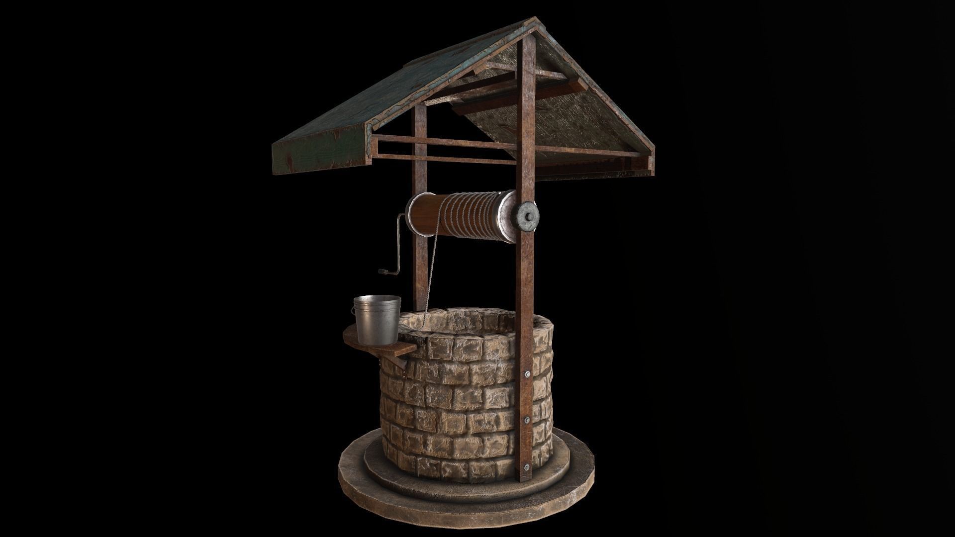 Medieval Well B Low-poly 3D model_4