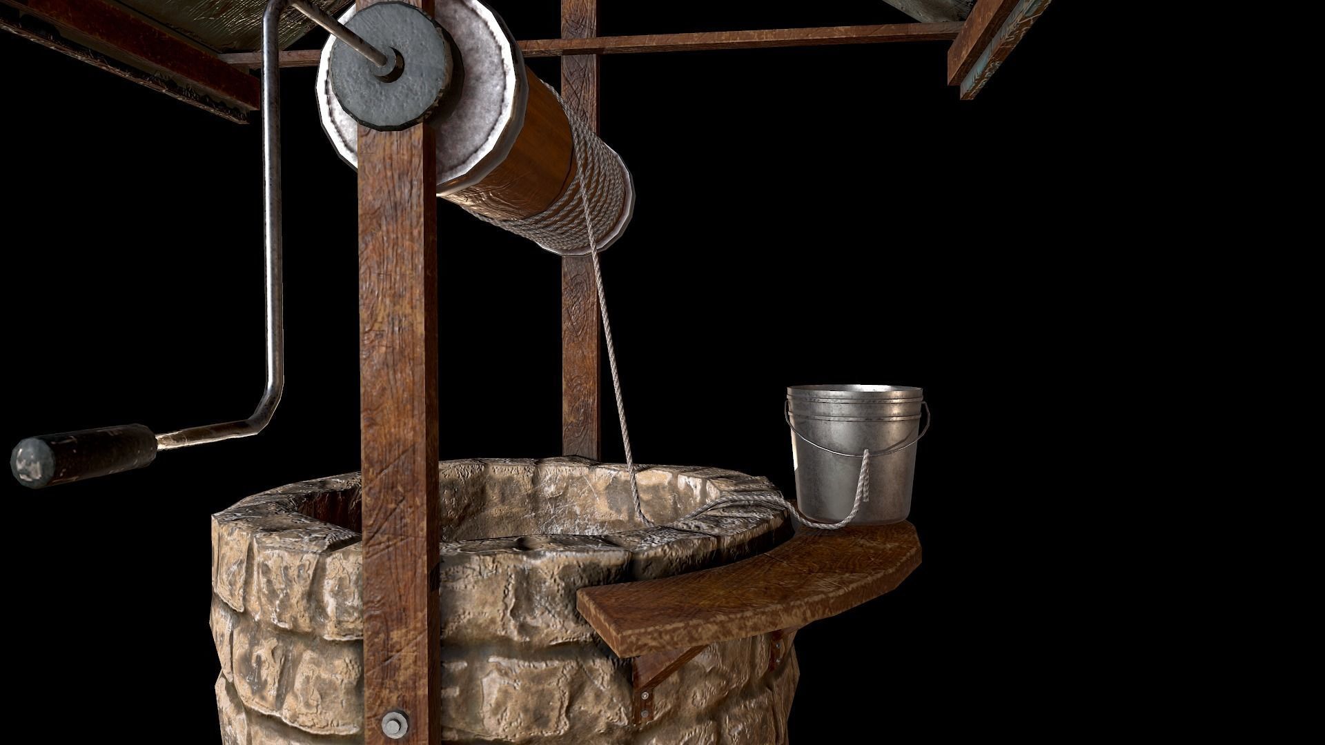 Medieval Well B Low-poly 3D model_5