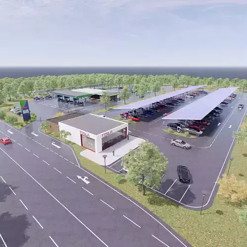 Gas Station and Vehicle Charging Station 3D model