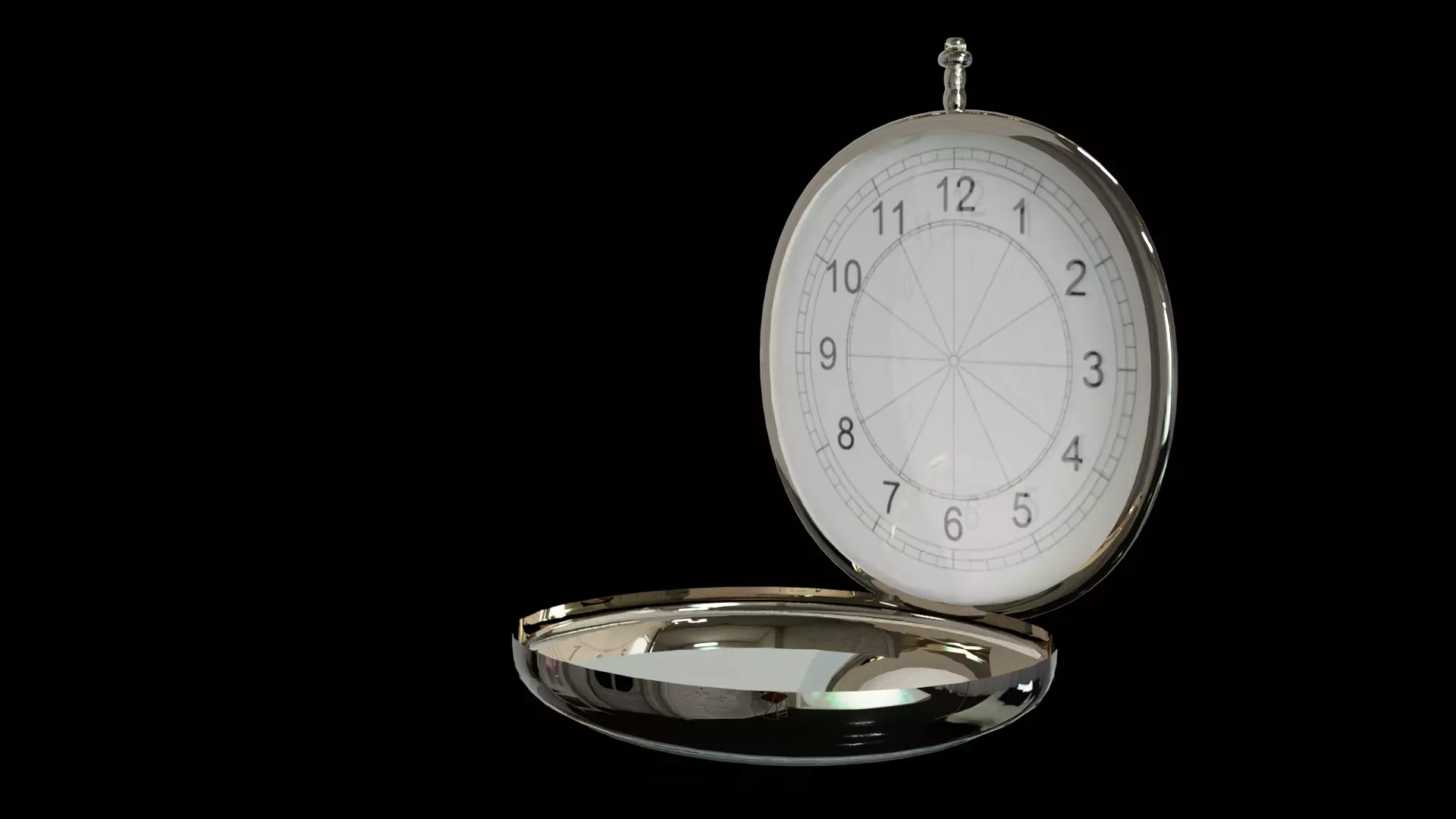 old silver pocket watch 3D model_0