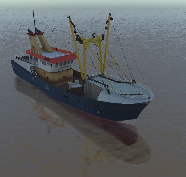 Beam Trawler fishing ship low-poly 3d model Low-poly 3D model_7