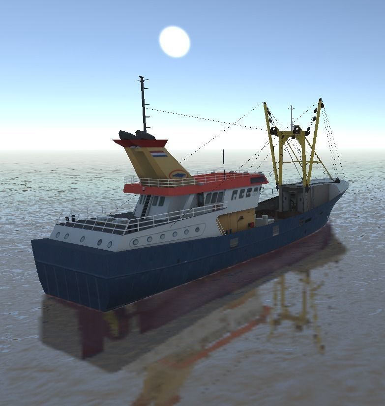 Beam Trawler fishing ship low-poly 3d model Low-poly 3D model_6