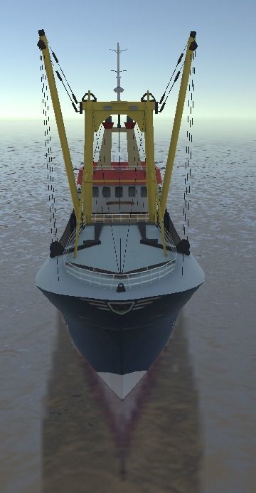 Beam Trawler fishing ship low-poly 3d model Low-poly 3D model_2