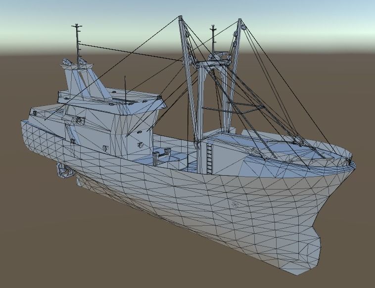 Beam Trawler fishing ship low-poly 3d model Low-poly 3D model_9