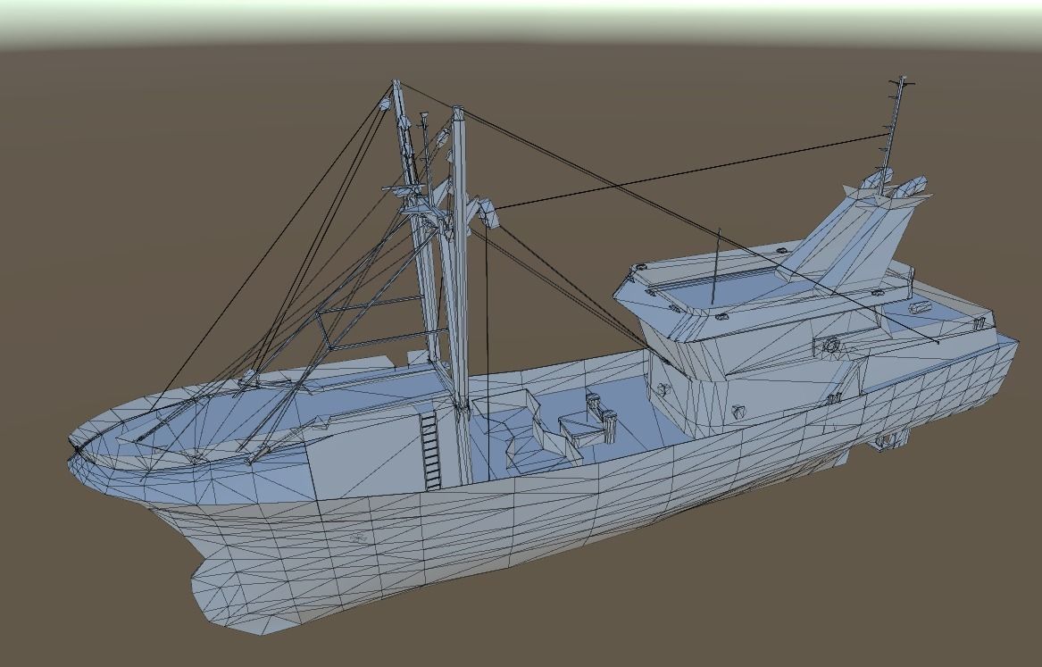 Beam Trawler fishing ship low-poly 3d model Low-poly 3D model_1