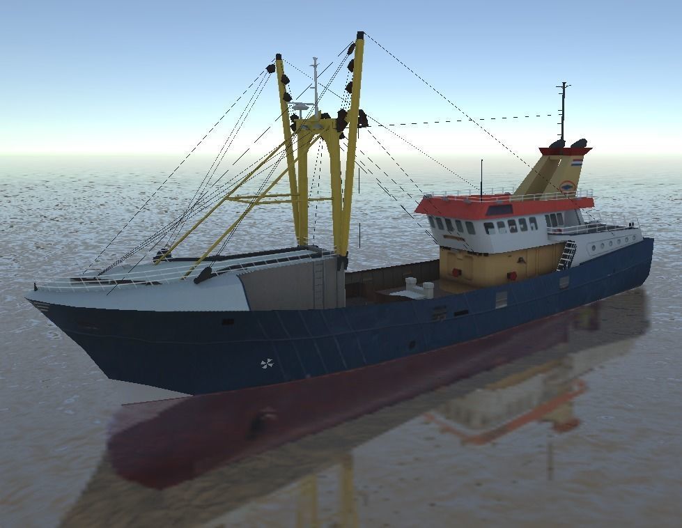 Beam Trawler fishing ship low-poly 3d model Low-poly 3D model_3