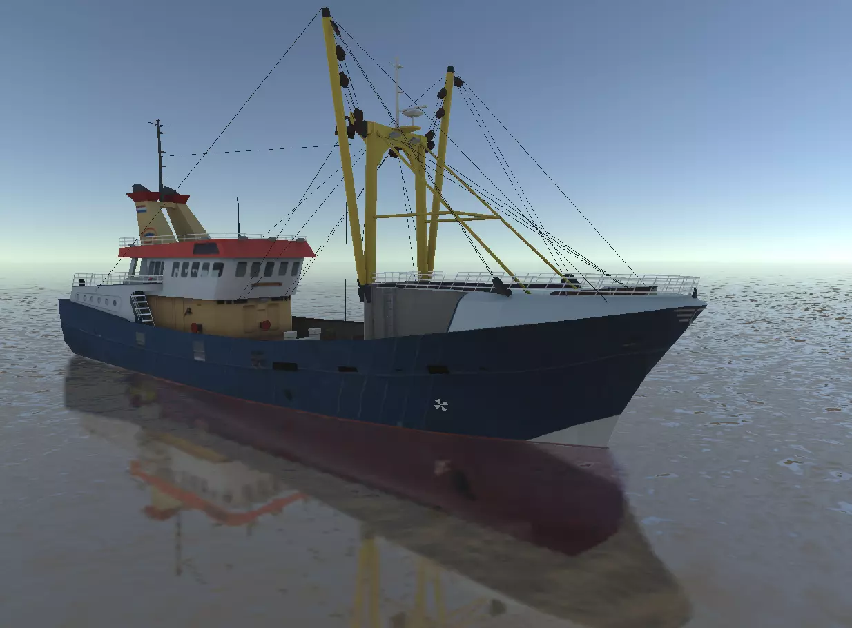 Beam Trawler fishing ship low-poly 3d model Low-poly 3D model_0
