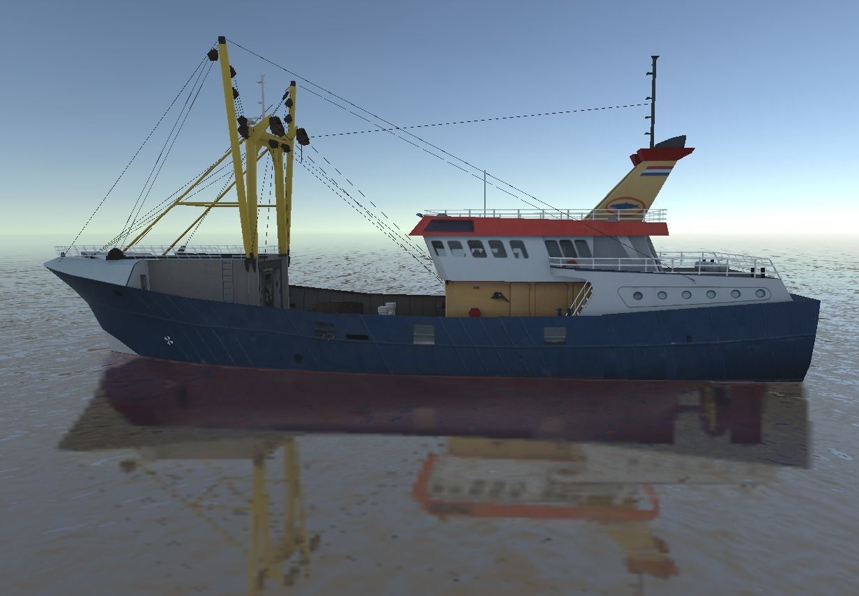Beam Trawler fishing ship low-poly 3d model Low-poly 3D model_4
