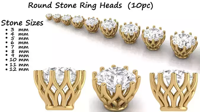 Ring Heads Type 2 - 10pc 3D print model
