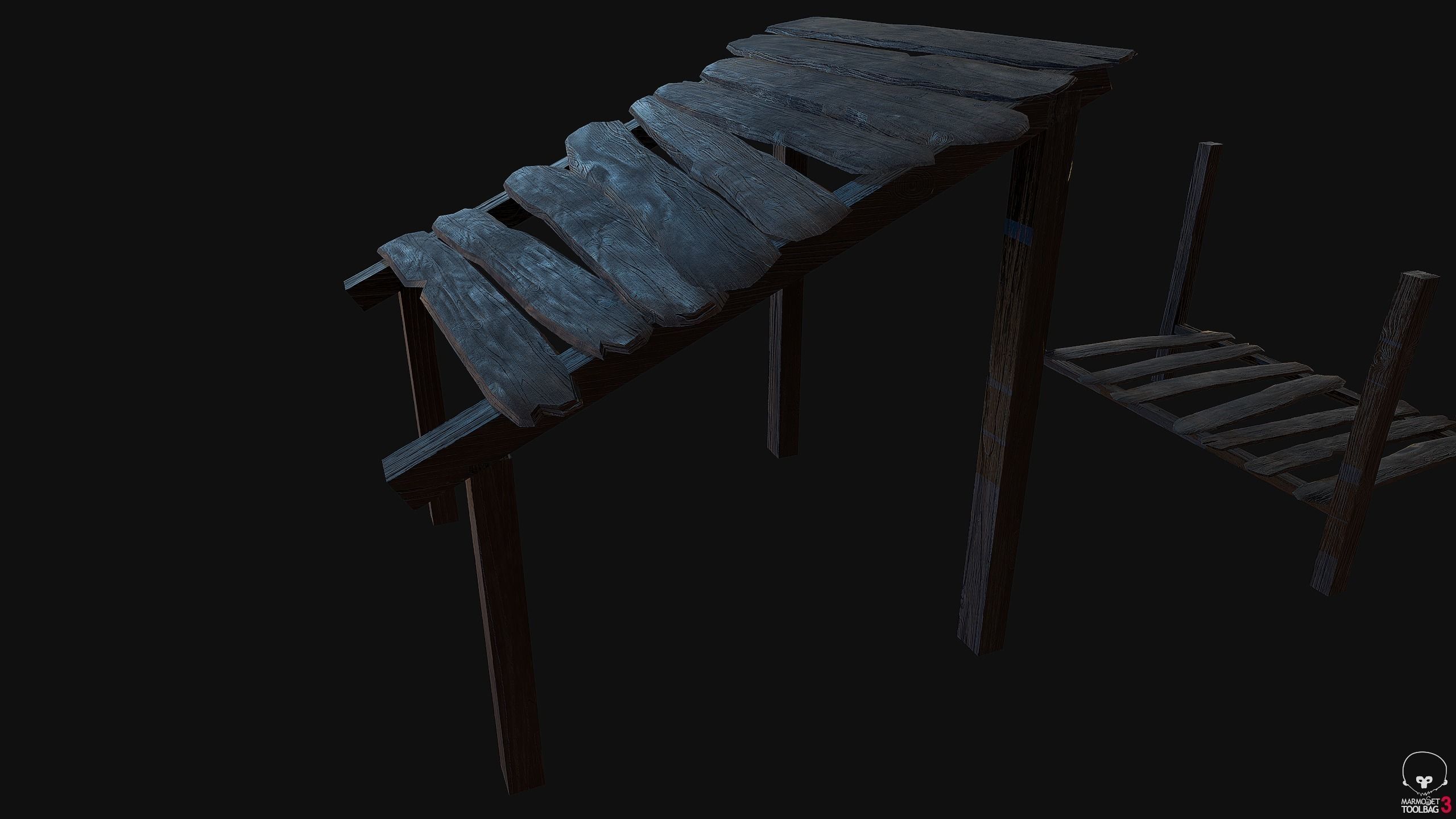 10 3d Wooden planks Low-poly 3D model_4