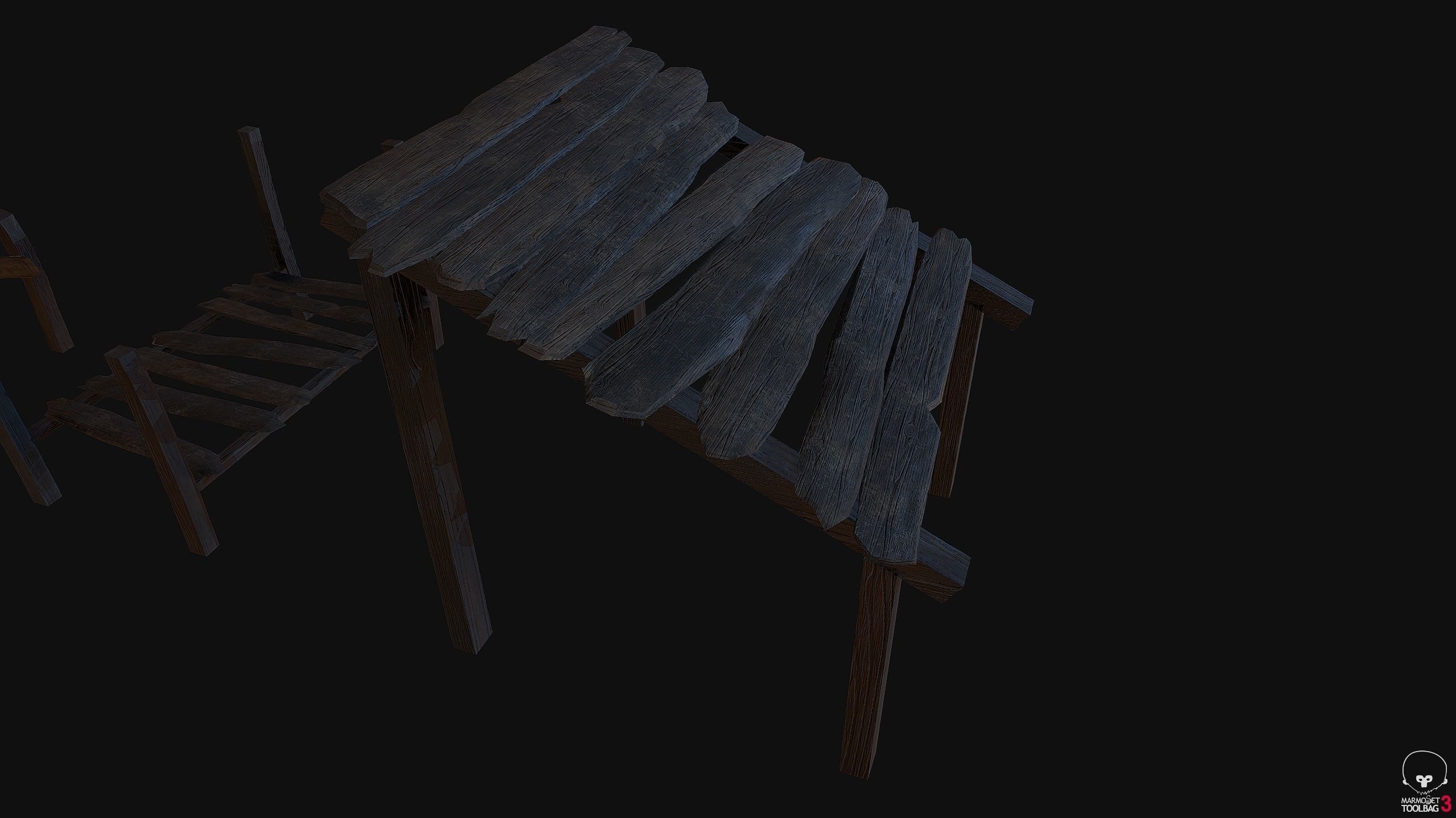 10 3d Wooden planks Low-poly 3D model_5