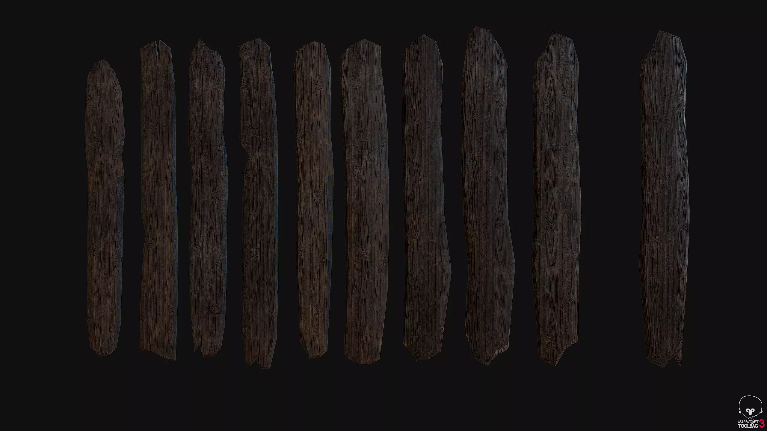 10 3d Wooden planks Low-poly 3D model_0