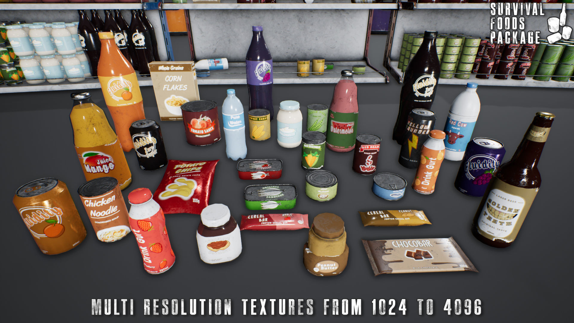 Survival Foods Package Low-poly 3D model_8